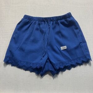 Unbranded Waffle Knit Lace Trim Shorts Womens XL‎ Blue